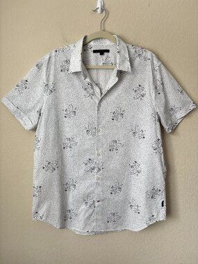 John Varvatos Skull Pattern Short Sleeve Cotton Button Up Shirt